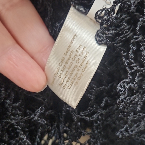 Boston Proper Black Crochet Lace Top M/L - Picture 6 of 8